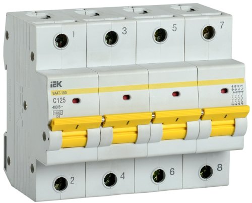 Выключатель автоматический IEK KARAT ВА47-150 4п 125А С 15кА  картинка